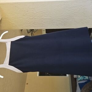 ALL THAT JAZZ Textured Black Mini Dress W/ Beige Trim, Small- EUC